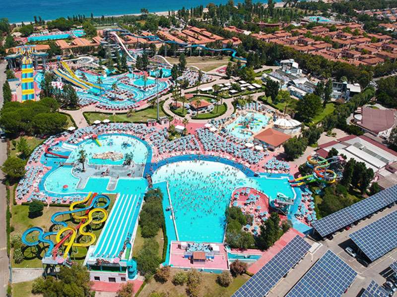 Aerial view of Aquapark Odissea 2000 near Rossano
