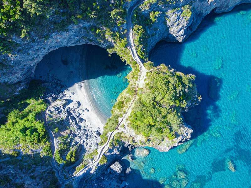 Aerial view of the bay of Arcomagno near Scalea