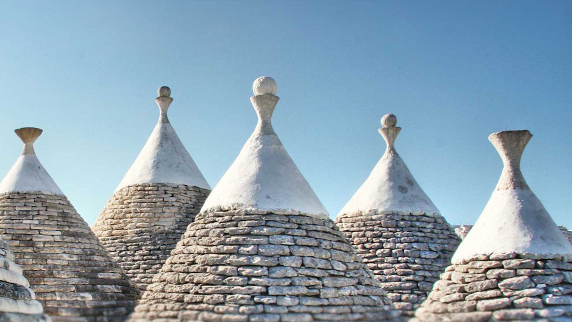 Kegelförmige Dächer von Trulli in Alberobello
